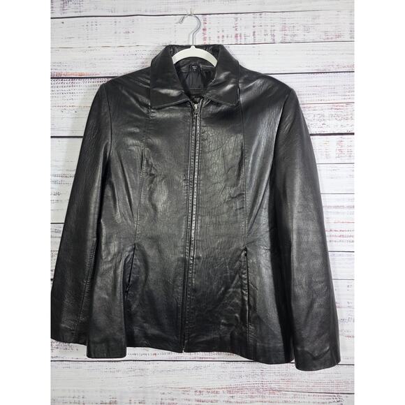 Excelled Collection Jackets & Blazers - Excelled Collection Women's Black Genuine Leather Jacket Size Large Zip Front